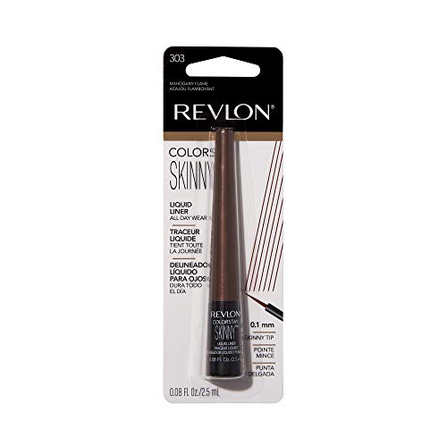 Revlon Skinny Liquid Eyeliner, ColorStay Eye Makeup, Waterproof, Smudge-proof, Longwearing with Ultra-Fine Tip, Mahogany Flame, 0.08 oz