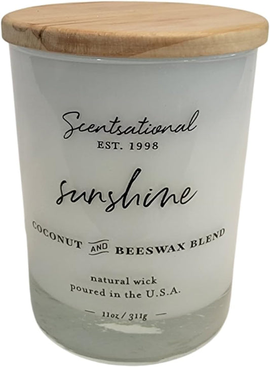 Natural Wick, Coconut and Beeswax Blend, Sunshine, Wooden Lid, 11oz