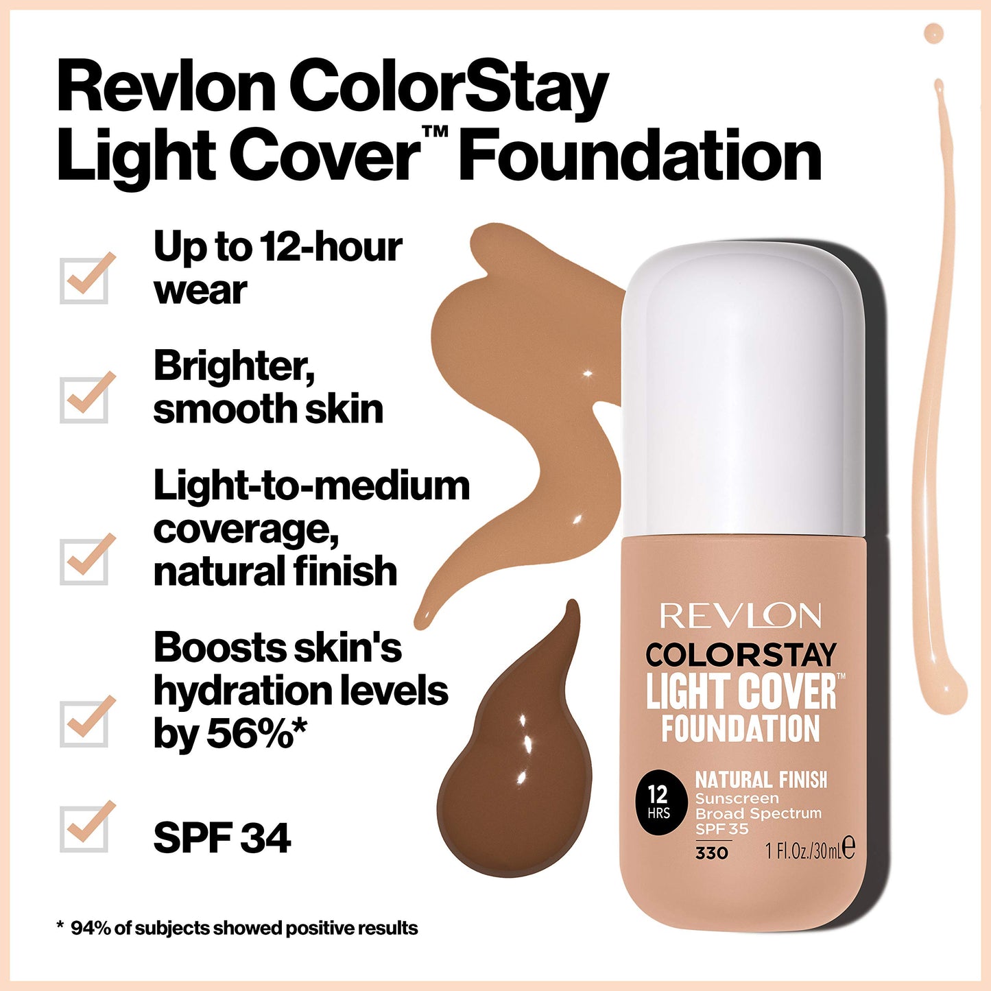 Revlon ColorStay Light Cover Liquid Foundation, Hydrating Longwear Weightless Makeup with SPF 35, Light-Medium Coverage for Blemish, Dark Spots & Uneven Skin Texture, 150 Buff, 1 fl. Oz